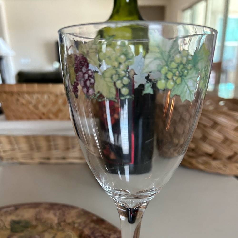 acrylic wine glasses & melamine hors d’oeuvres plates set by Keller Charles